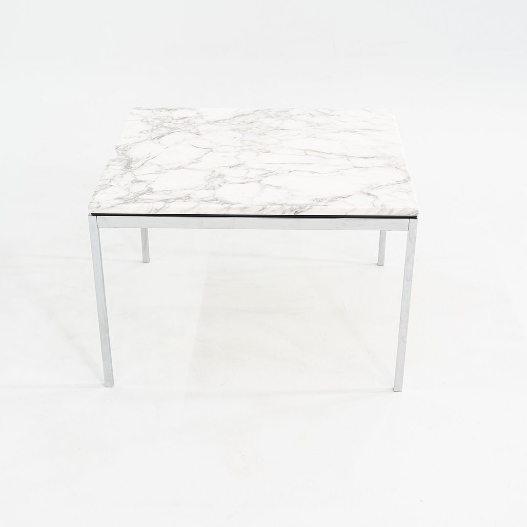 2013 Florence Knoll Coffee / End Table Polished Arabescato Marble Top 29x29x19