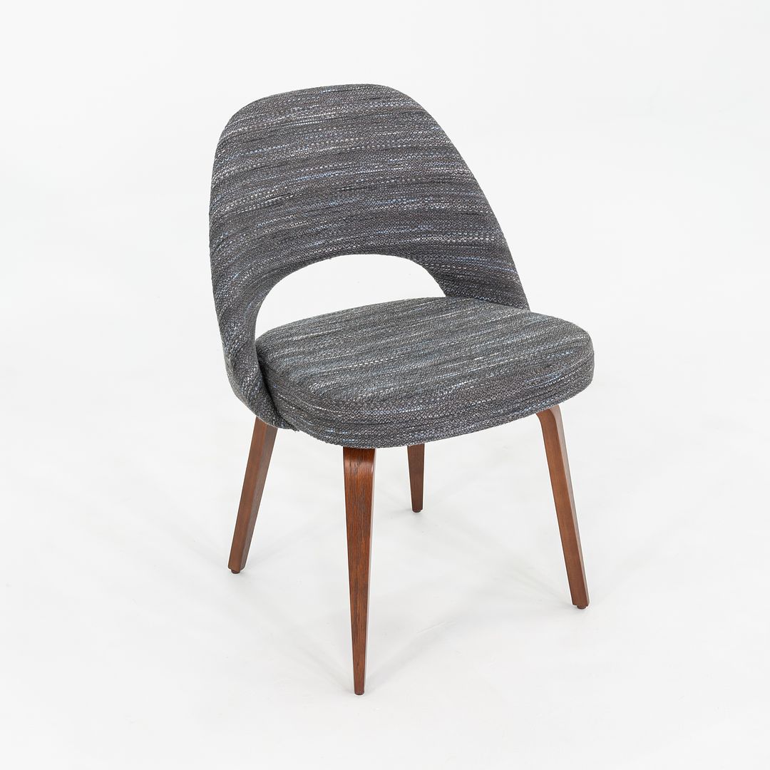 SOLD 2022 Set of Five Eero Saarinen for Knoll Armless Executive Dining Chairs in Rivington Fabric