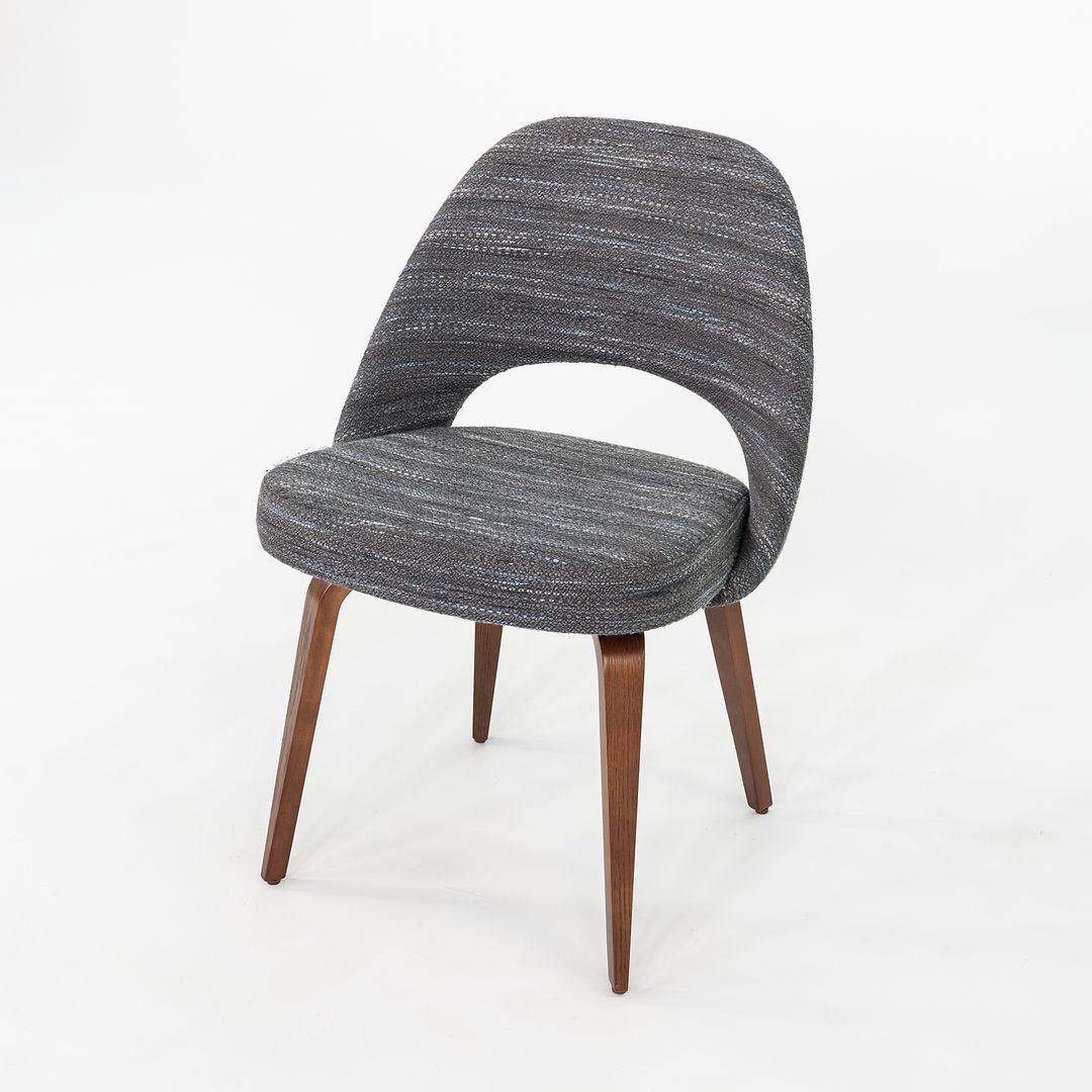 SOLD 2022 Set of Five Eero Saarinen for Knoll Armless Executive Dining Chairs in Rivington Fabric
