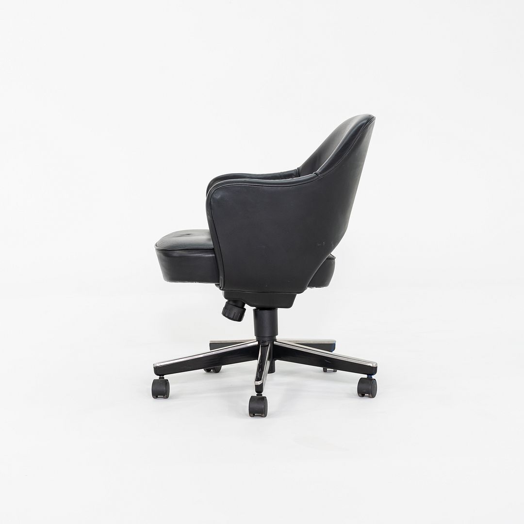 SOLD 2005 Eero Saarinen for Knoll Executive Desk Chair with Arms in Black Leather