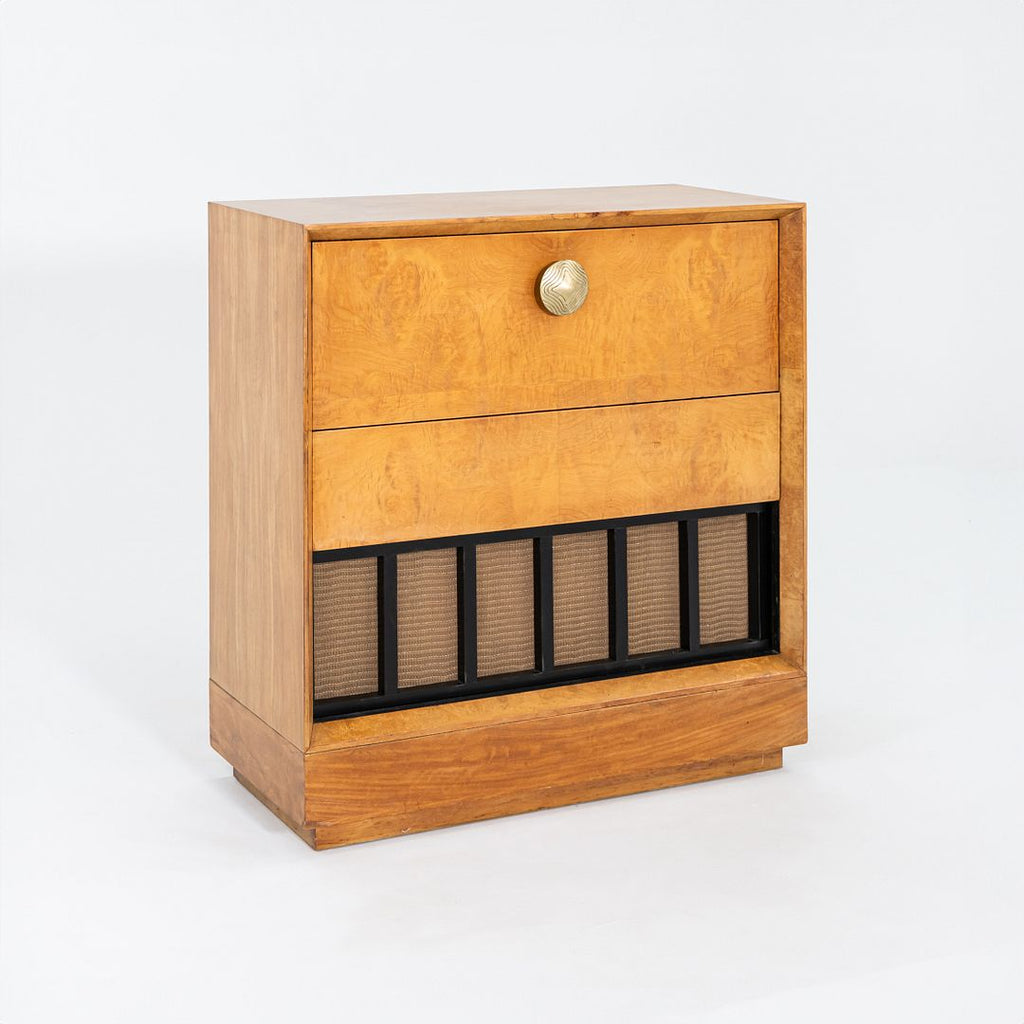 C. 1941 Gilbert Rohde for Herman Miller Paldao Burled Acacia Speaker Cabinet