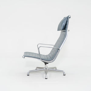 2005 Herman Miller Eames Aluminum Group Reclining Lounge Chairs in Blue Leather 9x Available