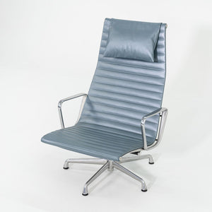 2005 Herman Miller Eames Aluminum Group Reclining Lounge Chairs in Blue Leather 9x Available