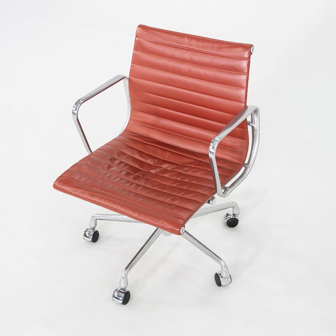 2008 Herman Miller Eames Aluminum Group Desk Chair in Red Leather w/ Manual Lift
