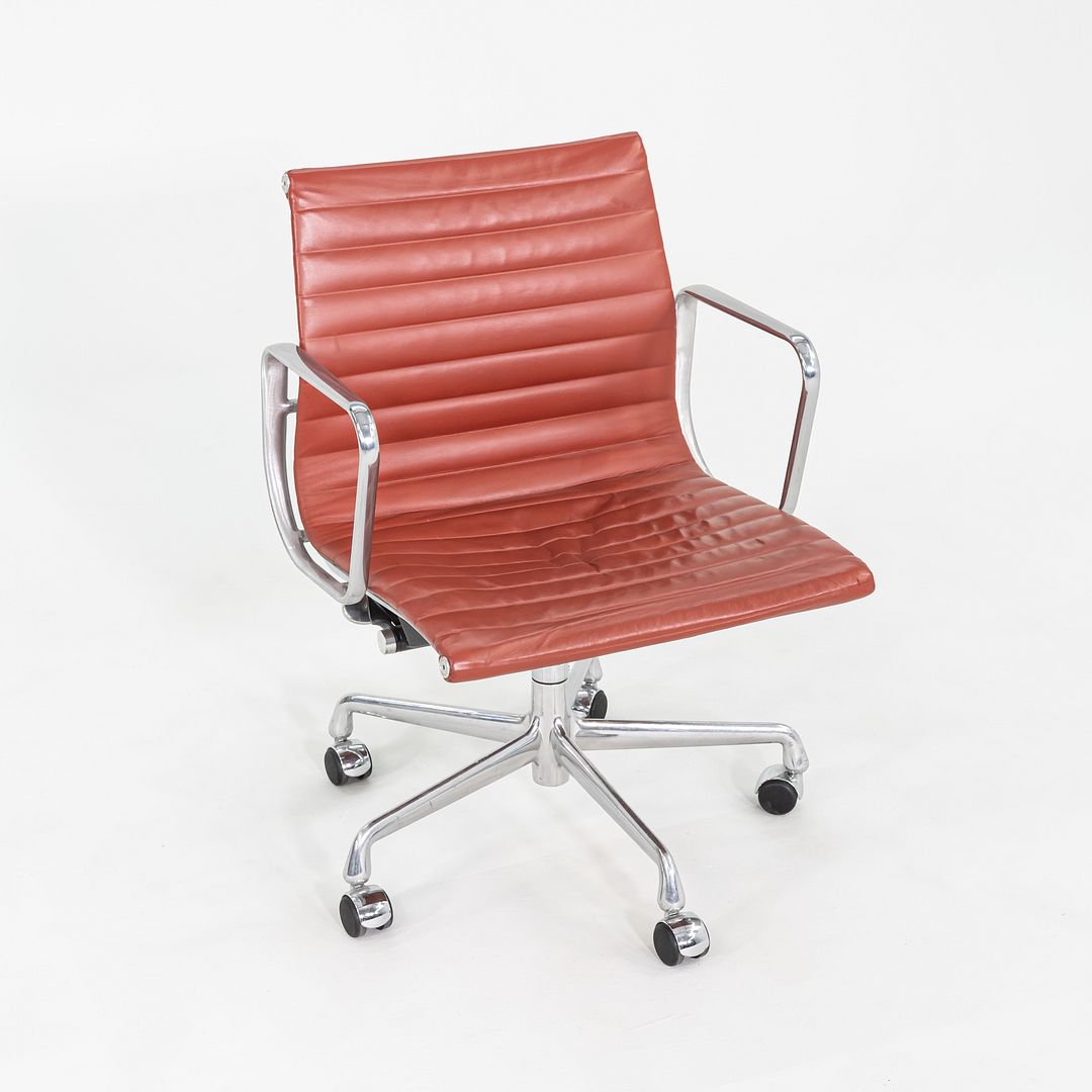 2008 Herman Miller Eames Aluminum Group Desk Chair in Red Leather w/ Manual Lift