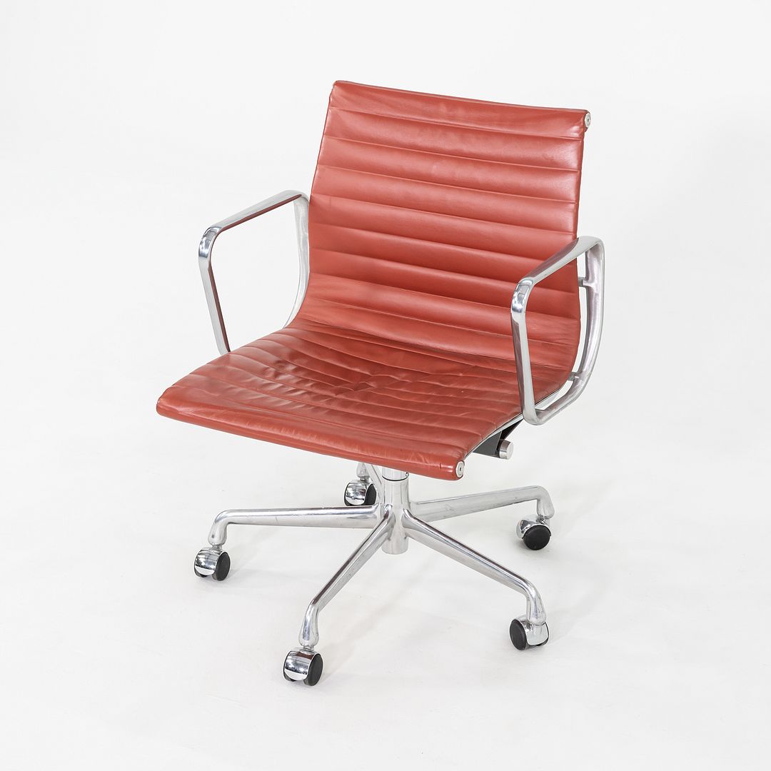 2008 Herman Miller Eames Aluminum Group Desk Chair in Red Leather w/ Manual Lift