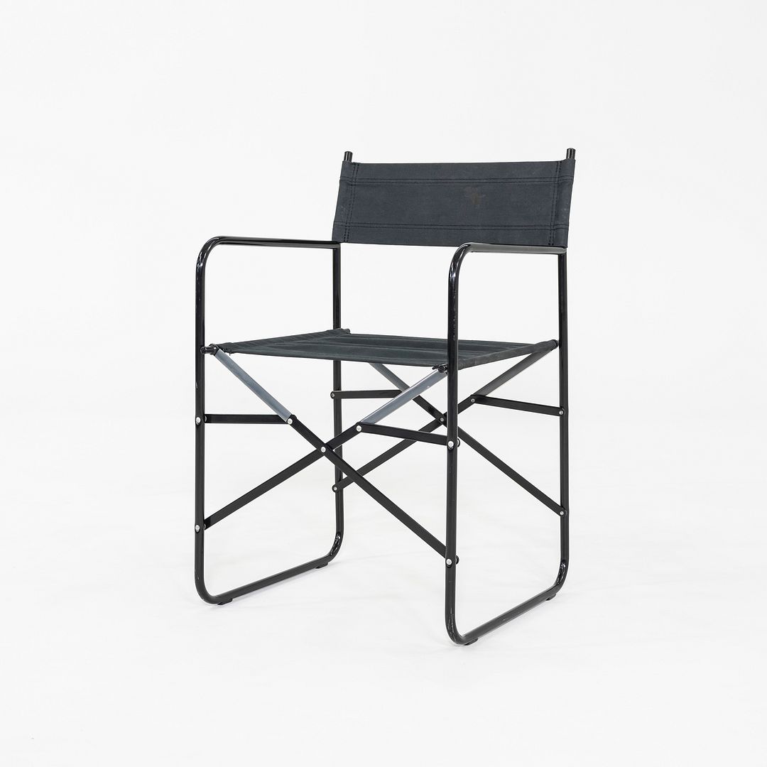 2000s Pair of Modern Folding Director's Chairs in Black with Canvas Upholstery