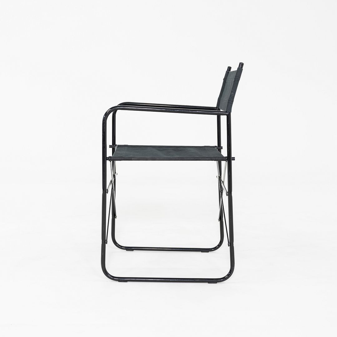 2000s Pair of Modern Folding Director's Chairs in Black with Canvas Upholstery