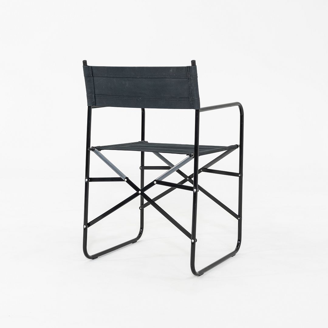 2000s Pair of Modern Folding Director's Chairs in Black with Canvas Upholstery