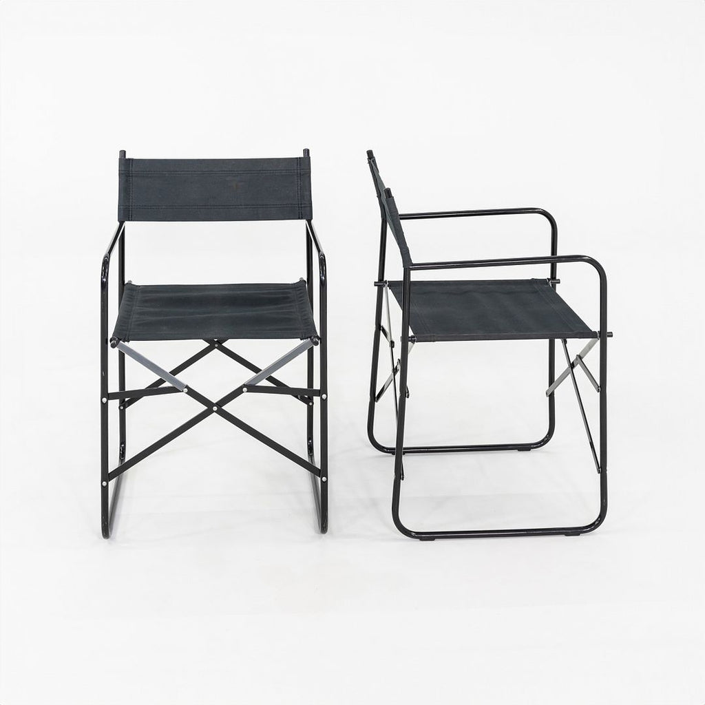 2000s Pair of Modern Folding Director's Chairs in Black with Canvas Upholstery