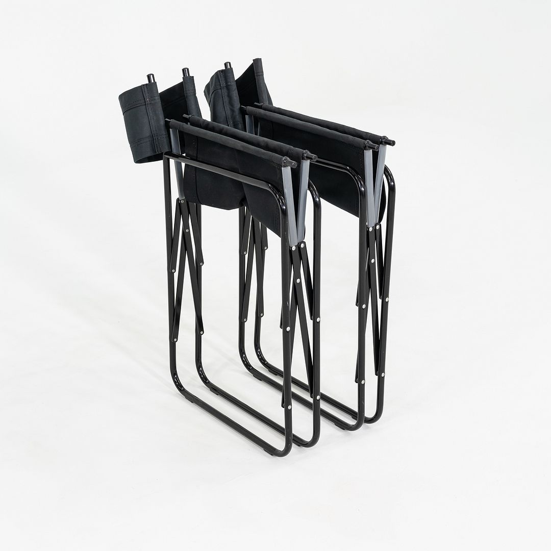 2000s Pair of Modern Folding Director's Chairs in Black with Canvas Upholstery