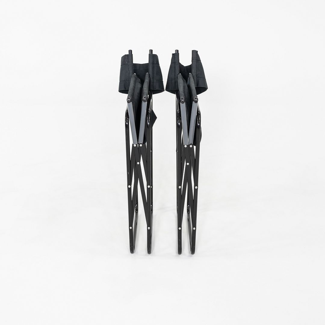2000s Pair of Modern Folding Director's Chairs in Black with Canvas Upholstery