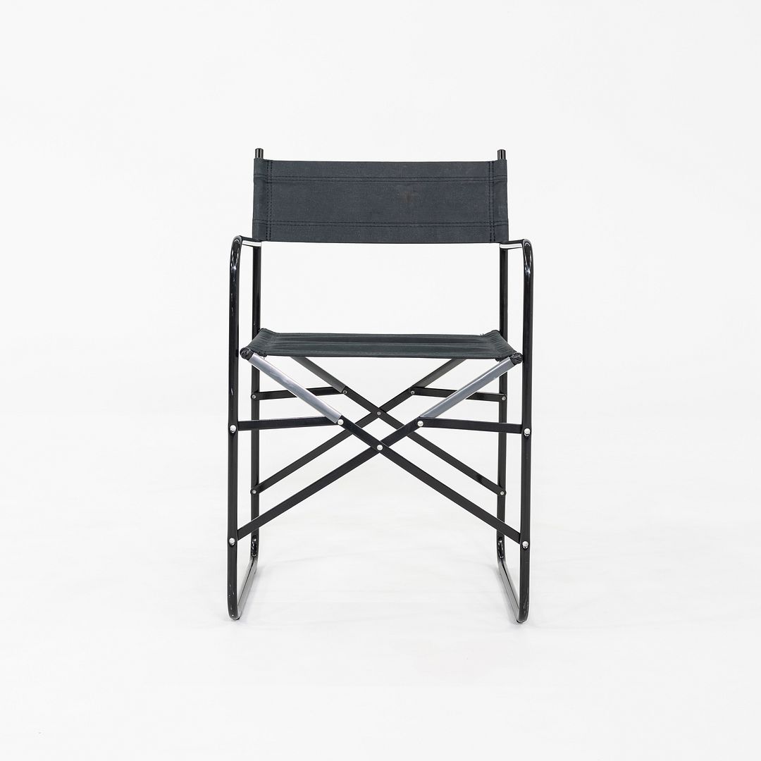2000s Pair of Modern Folding Director's Chairs in Black with Canvas Upholstery