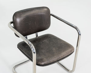 1980s Charles Pfister Metropolitan Furniture Halston Armchair in Stainless Steel