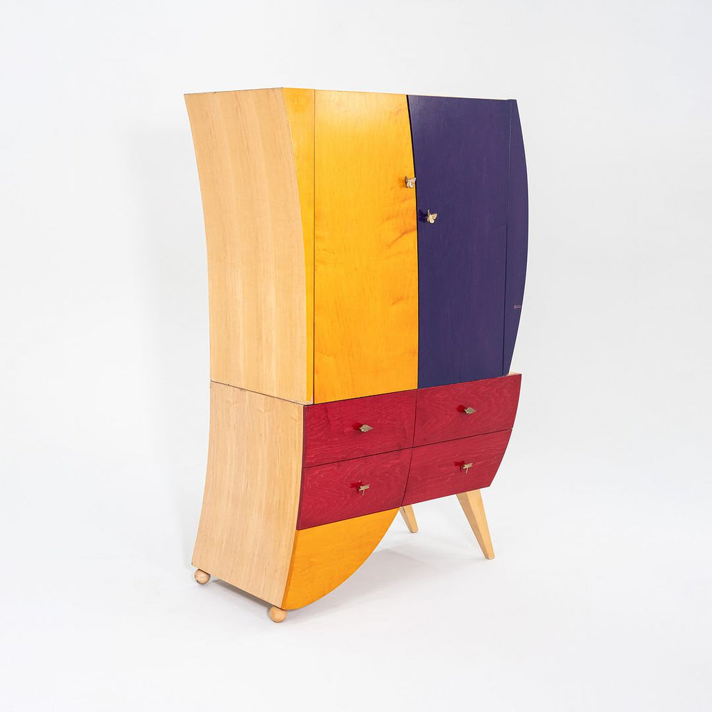 1990s Postmodern Sculptural Studio Craft Color Block Maple Armoire / Cabinet (Right)