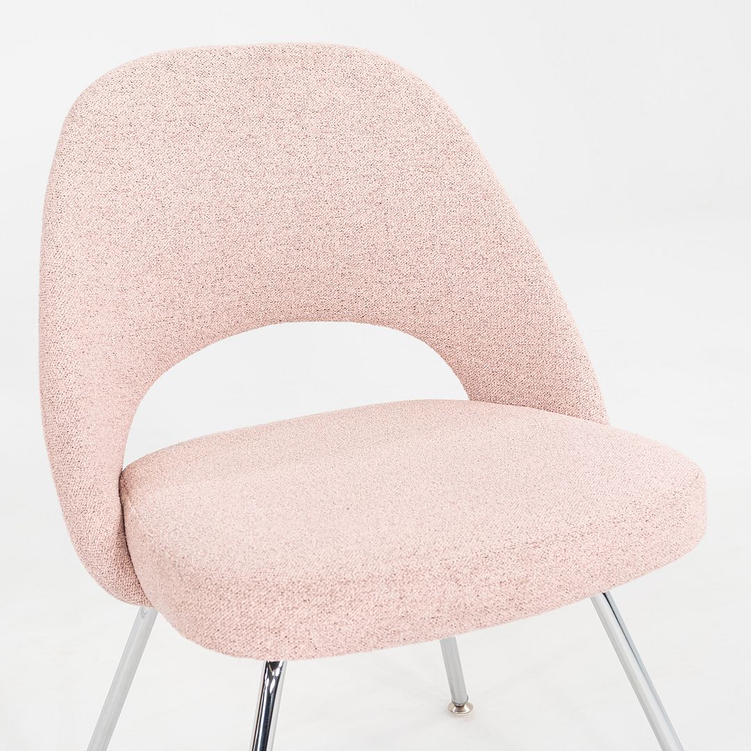 2010s Pair of Eero Saarinen for Knoll Armless Executive Dining Chair Pink Fabric