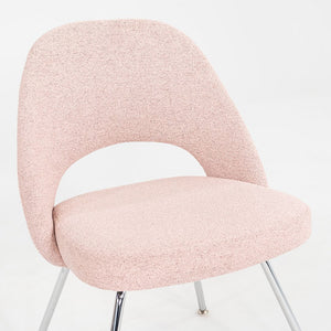 2010s Pair of Eero Saarinen for Knoll Armless Executive Dining Chair Pink Fabric