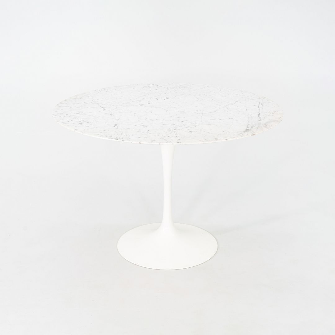 2010s Eero Saarinen for Knoll 42" Round Dining Table with Carrara Marble Top