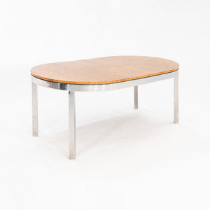 1970 I.M. Rosen for Pace Collection Burl & Chrome 967 Dining Table 42x72 inches