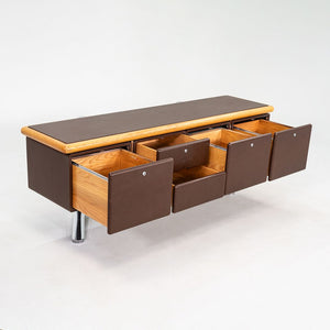 1979 Warren Platner for Knoll Executive Credenza in Oak, Leather & Chromed Steel