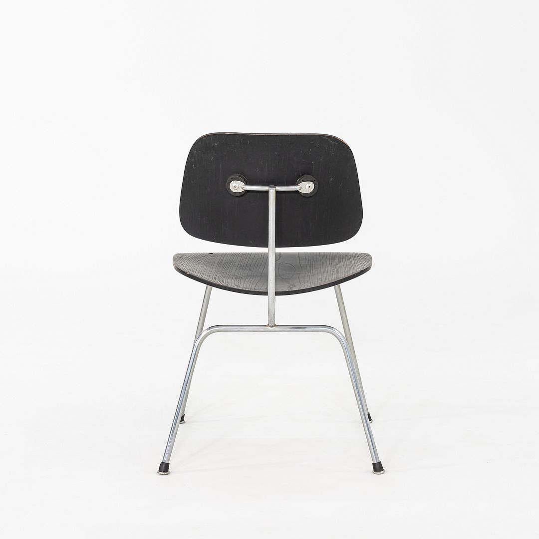 1954 Pair of Charles & Ray Eames Herman Miller DCM Dining Chairs Ebonized Wood