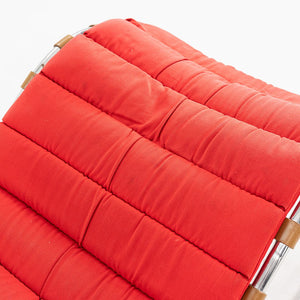 1983 Mies van der Rohe for Knoll MR Armless Chaise Lounge Chair in Red Fabric