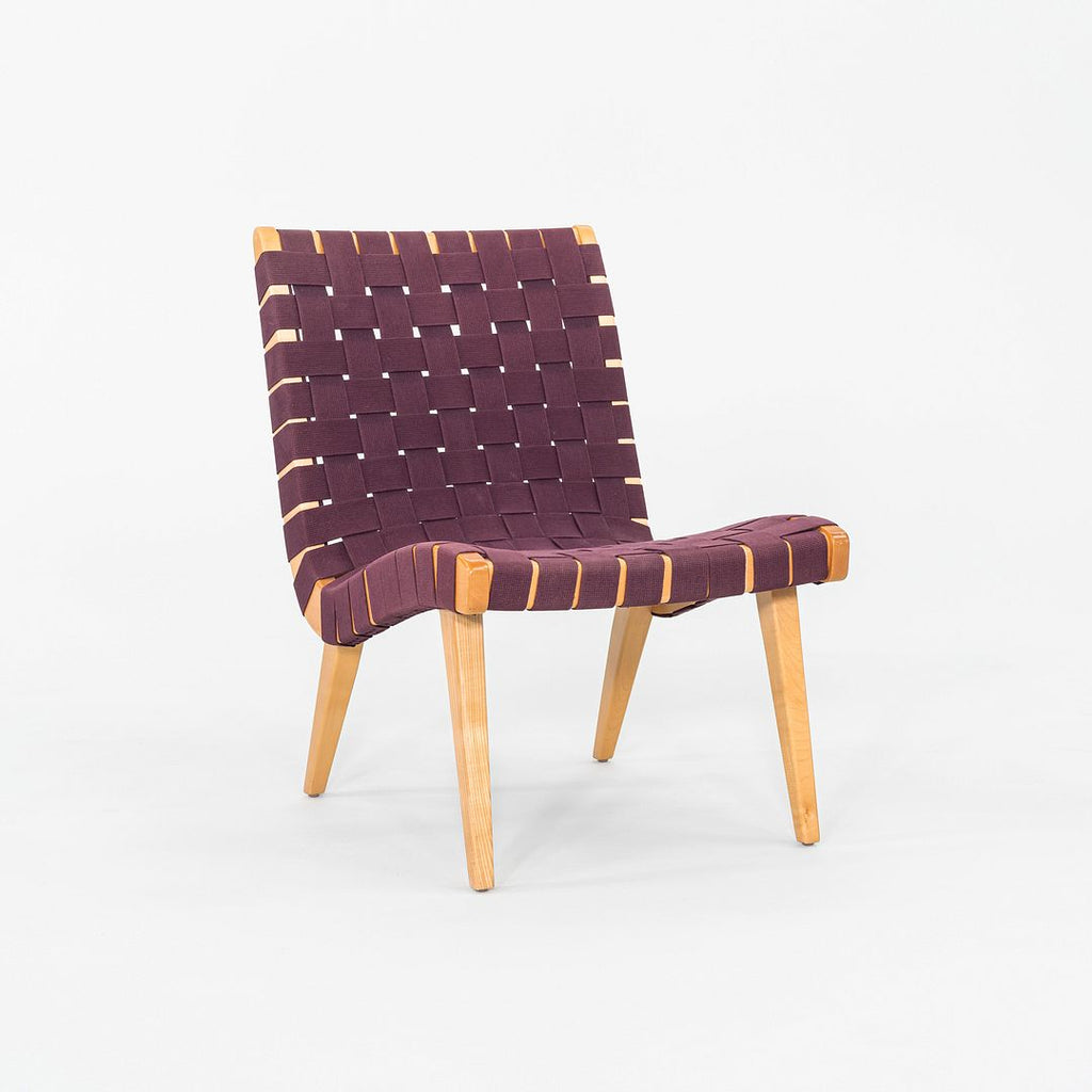 2000s Jens Risom For Knoll Armless Lounge Chair in Maple with Purple Webbing