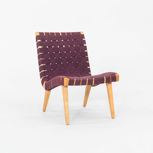 2000s Jens Risom For Knoll Armless Lounge Chair in Maple with Purple Webbing