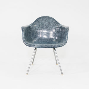 1960s Herman Miller Eames MAX Fiberglass Arm Shell Chair Navy Blue w/ Steel Base