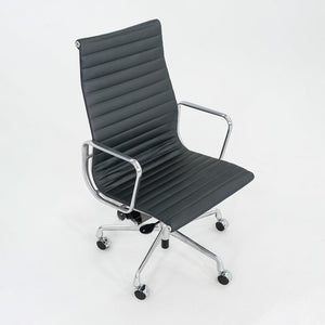 2010s Herman Miller Eames Aluminum Group Executive Desk Chair Dark Green Leather
