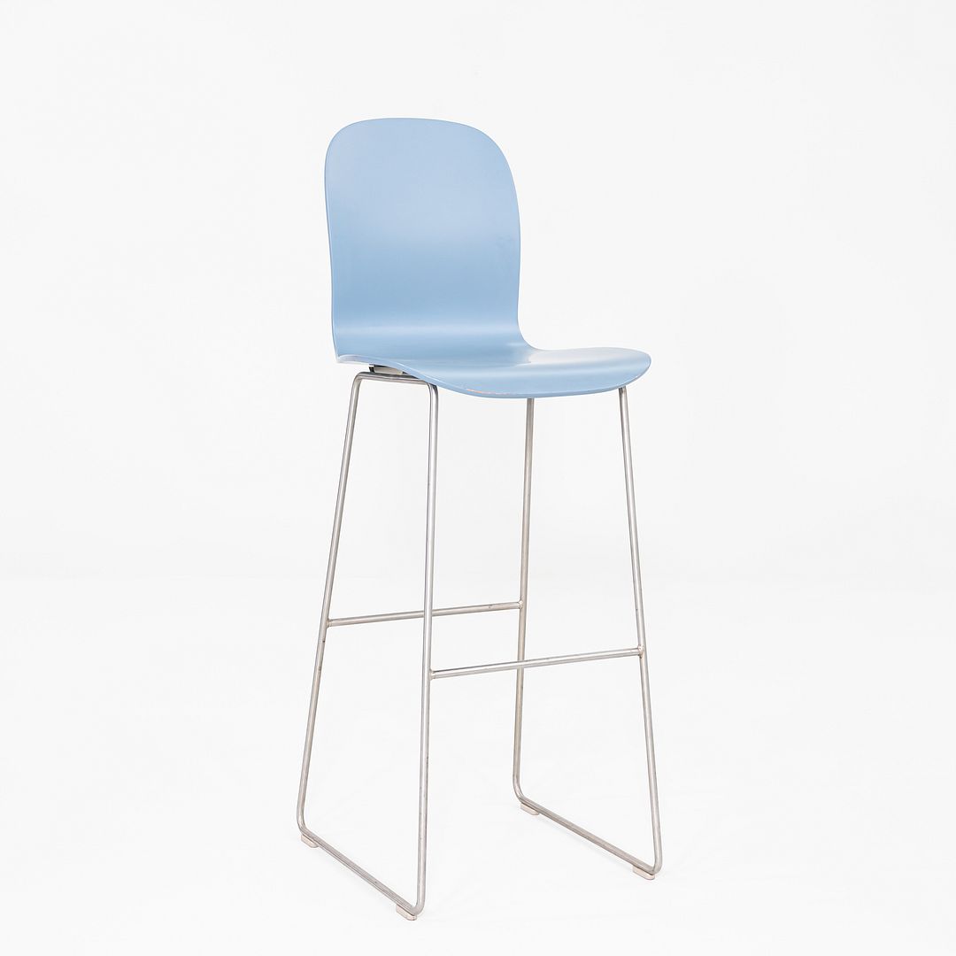 2010s Pair of Jasper Morrison for Cappellini Tate Bar Stools w/ Light Blue Seat