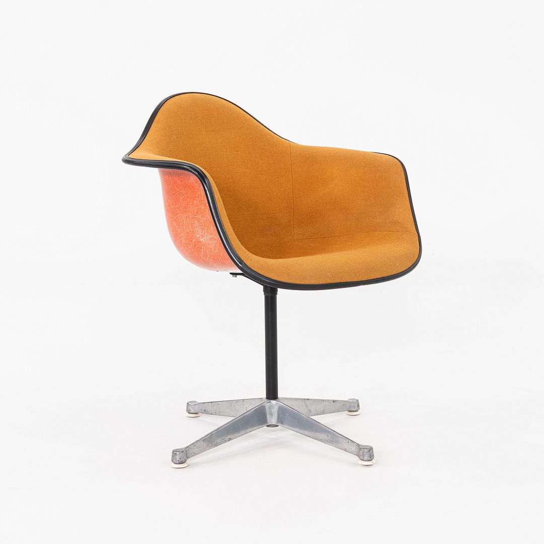 1975 Set of Three Herman Miller Eames Arm Shell Chairs PAC w/ Red/Orange Shells
