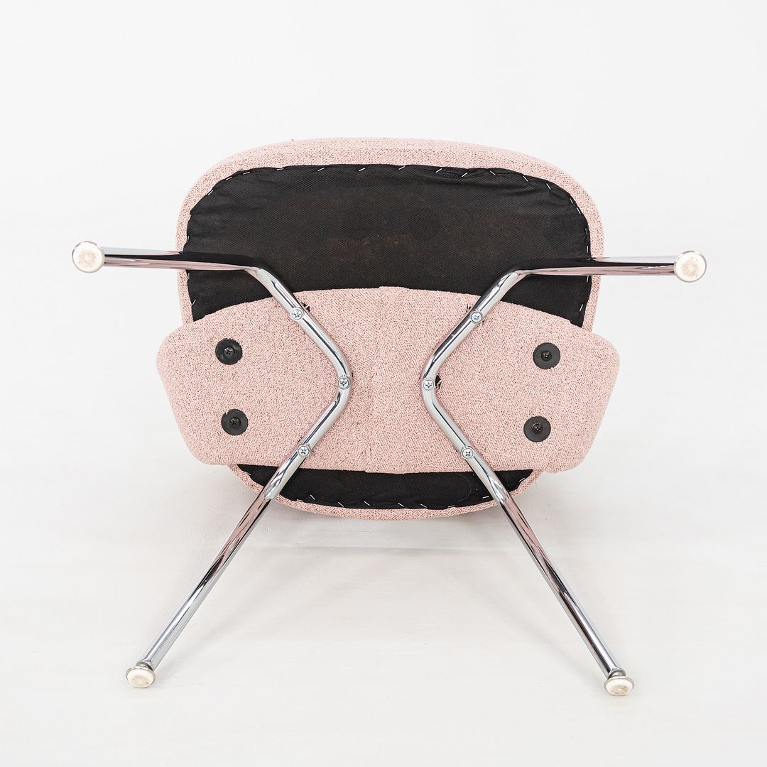 2010s Pair of Eero Saarinen for Knoll Armless Executive Dining Chair Pink Fabric