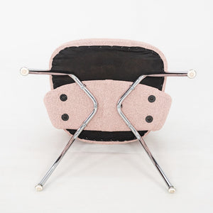 2010s Pair of Eero Saarinen for Knoll Armless Executive Dining Chair Pink Fabric