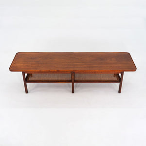 1960s Jack Cartwright for Founders Rectangular Coffee Table in Walnut and Cane