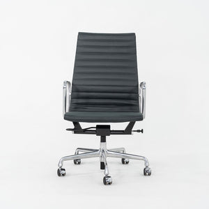 2010s Herman Miller Eames Aluminum Group Executive Desk Chair Dark Green Leather