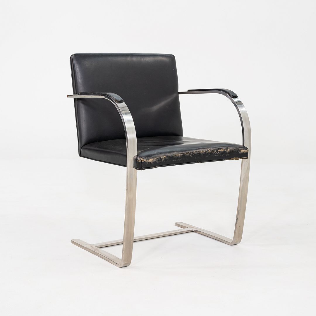 1960s Set of Eight Mies van der Rohe Knoll Stainless Steel Flat Bar Brno Chairs
