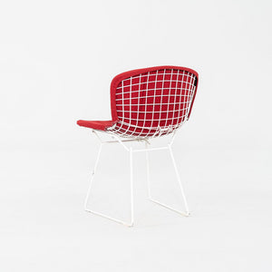 1980s Pair of Harry Bertoia for Knoll Dining / Side Chairs in White w/ Red Pads