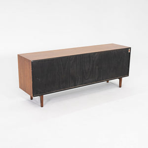 1950s Florence Knoll Credenza in Solid Walnut with Leather Pulls and Walnut Legs