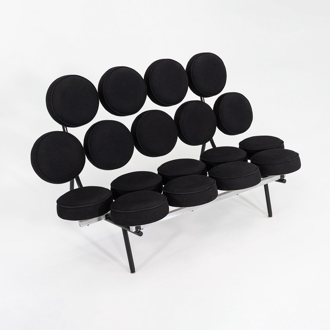 2001 George Nelson for Herman Miller Marshmallow Sofa in Black Upholstery Fabric