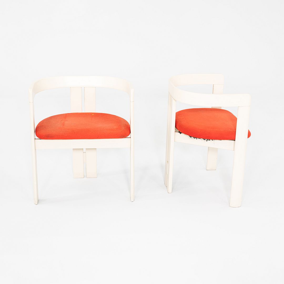 1970s Pair of Pigreco Dining Arm Chairs in Orange Tobia Scarpa for Gavina/Knoll