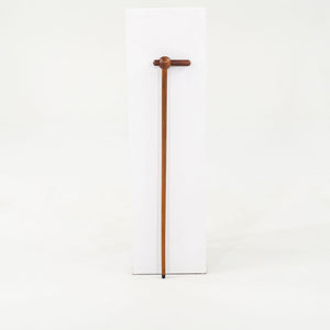1970s Scandinavian or Danish Custom Teak Cane or Walking Stick w/ Metal 35.5"