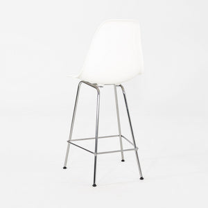 2024 Pair of Herman Miller Eames Plastic Counter Stools in White w/ Chrome Bases