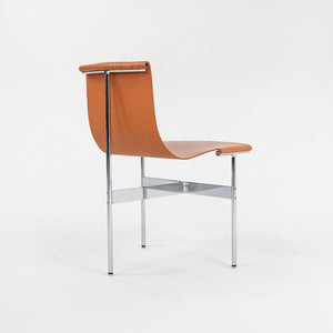 Set of Four Made to Order Gratz TG-10 Sling Dining Chairs Tan Leather & Chrome