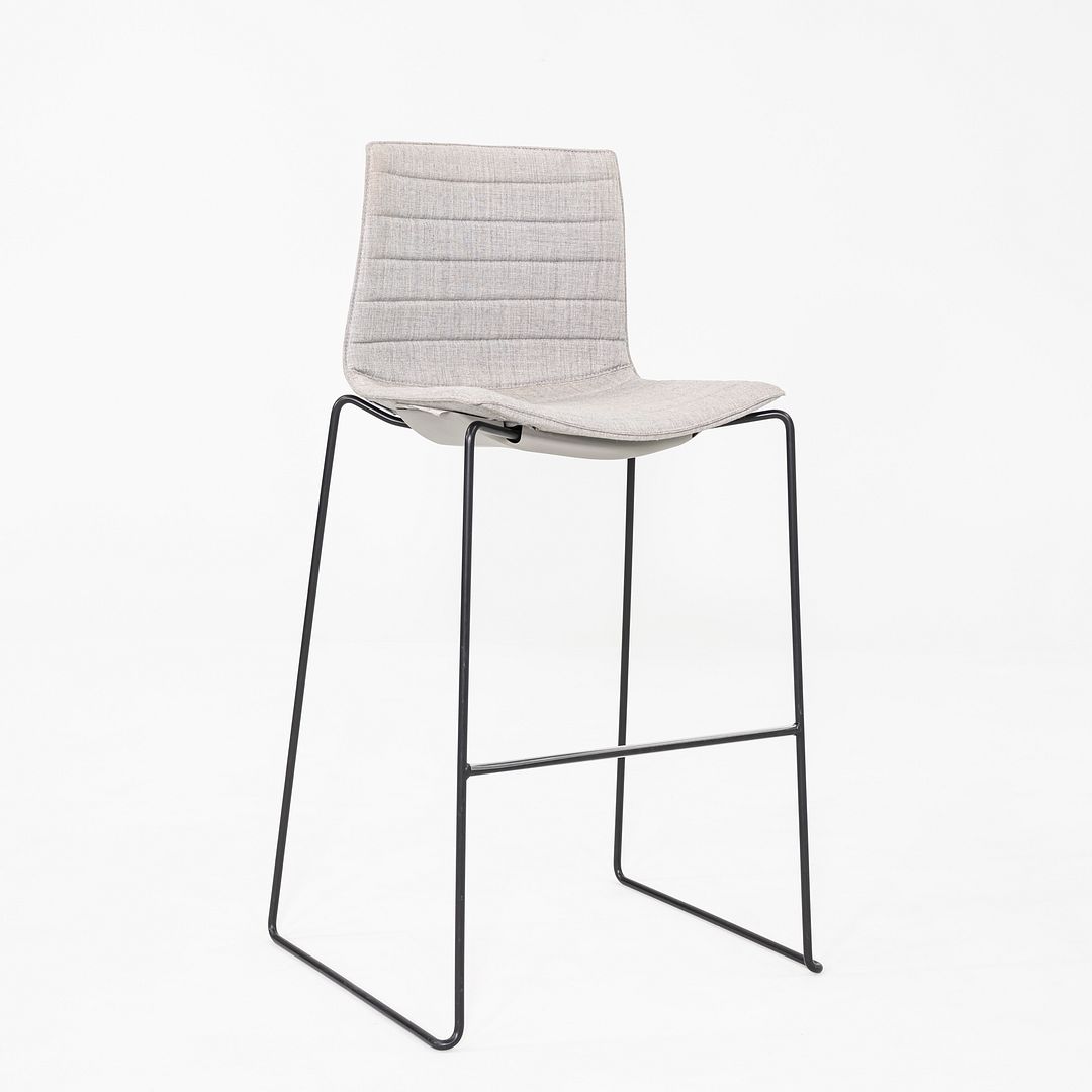 2010s Pair of Lievore Altherr Molina for Arper Catifa 46 Bar Stool Grey Fabric