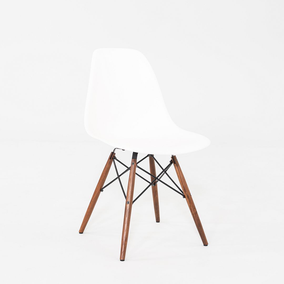 2021 Herman Miller Eames DSW Dining Side Chair in White w/ Walnut Base 12x Avail