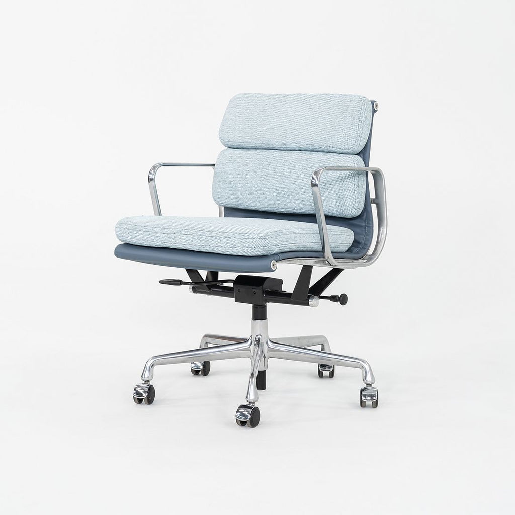 2010s Herman Miller Eames Soft Pad Management Desk Chair Blue Fabric & Leather
