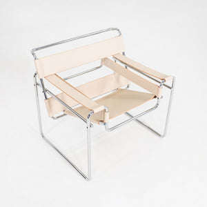 1970s Marcel Breuer for Knoll / Gavina Wassily Lounge Chair in New Cream Leather