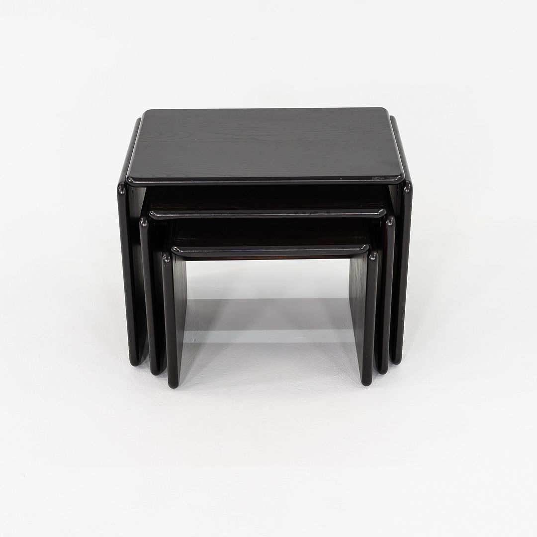 1970s Set of Three Modern Ebonized Wood Nesting Tables Produced in Italy 21x14