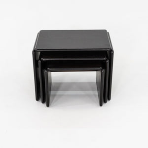 1970s Set of Three Modern Ebonized Wood Nesting Tables Produced in Italy 21x14